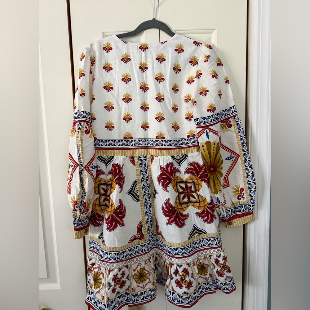 FARM Rio White Tunic with Red, Blue & Mustard Trim - Picture 2 of 4